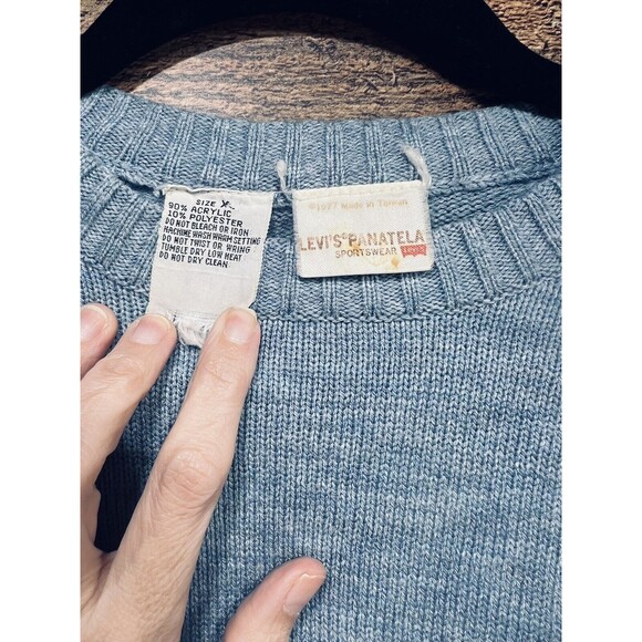 Vintage 1977 Levi's Panatela Sportswear Blue Crewneck Sweater Men’s Large - Picture 13 of 14